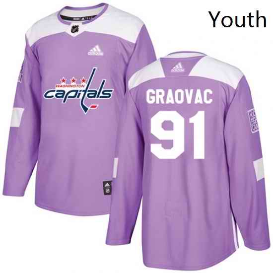 Youth Adidas Washington Capitals 91 Tyler Graovac Authentic Purple Fights Cancer Practice NHL Jersey